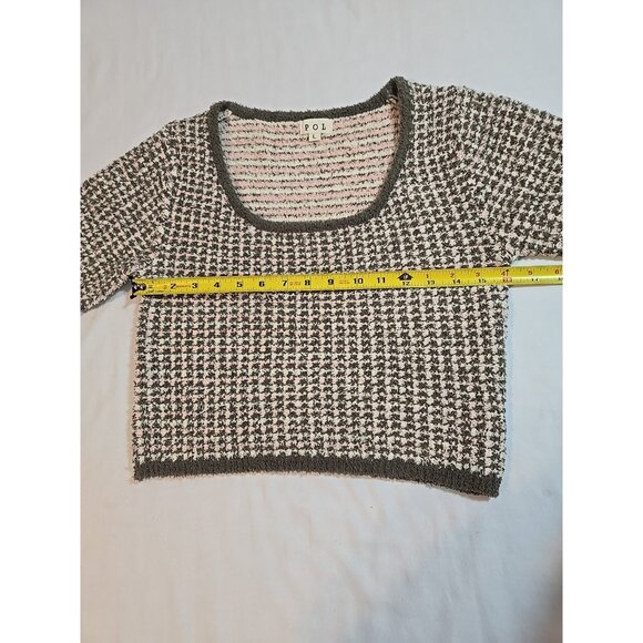 POL cropped top knit stretch gray pink white size L - Picture 9 of 15